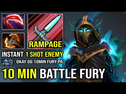 EPIC 10Min Battlefury Super Crit RAMPAGE 1 Shot Carry Phantom Assassin Deleted ALL Dota 2