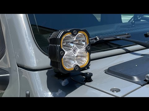 KC Flex ERA 4 Off Road LED Pod Lights on a 2022 Jeep Gladiator at Night