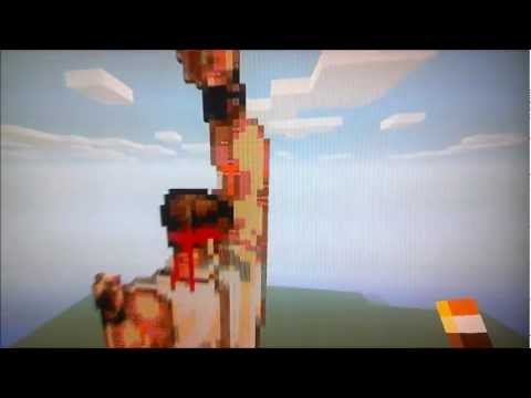 Minecraft Xbox 360 Edition Pixel Art Ep. 5 - Street Fighter II Ryu Shoryuken