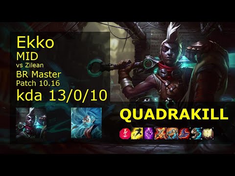 Ekko vs Zilean Mid - BR Master 13/0/10 Patch 10.16 Gameplay