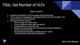 Obtain Count of VLFs in SQL Server