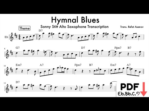 Sonny Stitt - F Blues "Hymnal Blues" Alto Saxophone Transcription