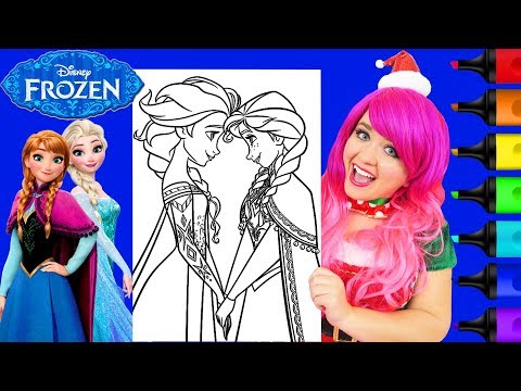 Coloring Anna & Elsa Frozen Sisters GIANT Coloring Page Prismacolor Markers | KiMMi THE CLOWN Video