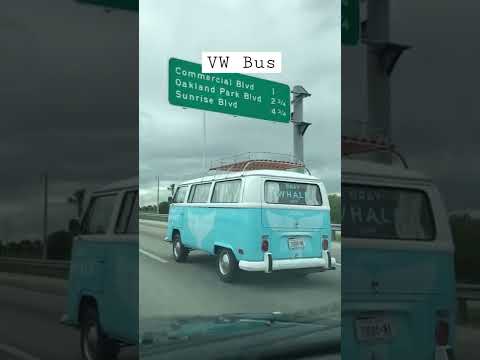 Thumbnail for Beautiful cerulean VW bus chugs along 95 in south florida. #shorts by Bus