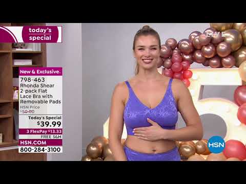 Rhonda Shear 2pack Flat Lace Bra with Removable Pads