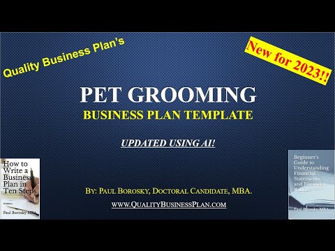 , title : 'PET GROOMING Business Plan Template Update for 2023 Using AI by Paul Borosky, MBA.'
