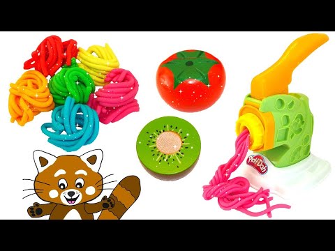 Pukkins gör spaghetti i Play Doh trolldeg i olika färger - Ett roligt barnprogram på vår barnkanal