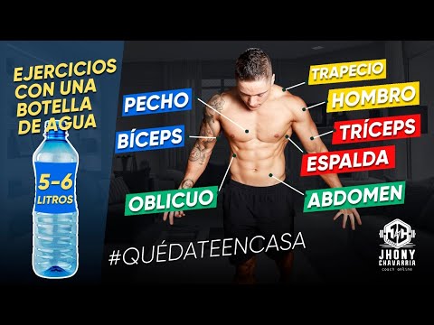 RUTINA CON UNA BOTELLA DE AGUA [PECHO - BÍCEPS - ESPALDA - TRICEPS]