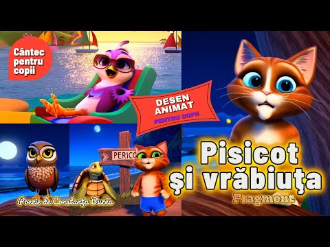 Pisicot și Vrăbiuța (fragment) 🎶 Cântec pentru Copii | Poezie Muzicală | Desen Animat 🐱
