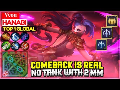 Comeback Is Real, No Tank With 2 MM [ Top 1 Global Hanabi ] Yvou - Mobile Legends Video