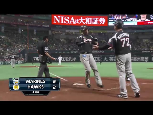 【4回表】笑顔満開のエース援護弾!! マリーンズ・清田 同点2ラン!! 2016/4/7 H-M