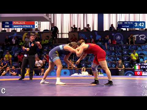 1/4 WW - 76 kg: E. PJOLLAJ (ITA) v. D. MAKOTA STROE (SWE)