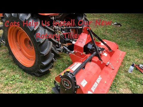 Installing Our New Bush Hog Rotary Tiller RT84G (The Cat Helped) #farm