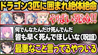【3視点まとめ】ドラゴン3匹に襲われて阿鼻叫喚な4人と、一人だけ全ロスしてしまい呪詛を振りまくルーナ姫w【天音かなた/大空スバル/姫森ルーナ/桃鈴ねね/雪花ラミィ/ホロライブ/切り抜き】
