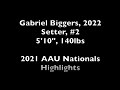 Gabriel Biggers (#2, 5'10", Setter) Highlights 2021 AAU Nationals