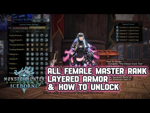 All Female Master Rank Layered Armor and How to Unlock/Obtain - MHW: Iceborne