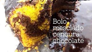 BOLO MESCLADO DE CENOURA COM CHOCOLATE [COM CALDA DE CHOCOLATE]