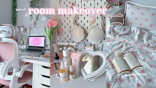 Aesthetic room makeover🫧🎀🦢| ikea, aliexpress haul 🛒Korean style, Pinterest inspired🩰Coquette🌷