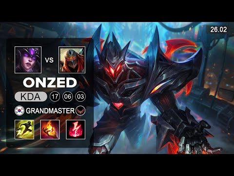 OnZed Zed vs Syndra Mid - KR Grandmaster - Patch 26.02 Season 16