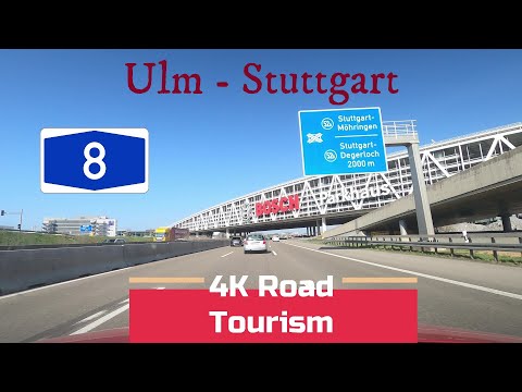 Driving in Germany from Ulm to Stuttgart on A8