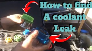 Finding a coolant leak and fixing it.