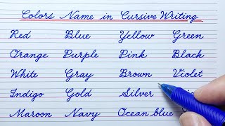 Colors name in English cursive writing | Cursive writing for beginners |Cursive handwriting practice