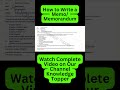 How To Write Memo Or Memorandum In English Business Communication Shorts Memo Knowledgetopper