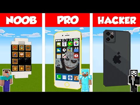 Minecraft NOOB vs PRO vs HACKER: WORKING IPHONE BUILD CHALLENGE in Minecraft / Animation