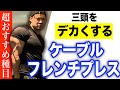 【三頭筋】ケーブルフレンチプレスで腕を太くする方法を解説