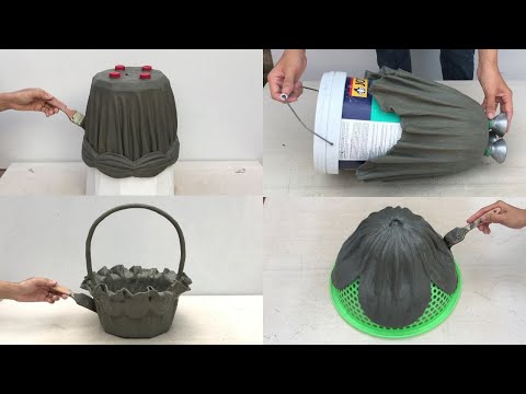 4 Beautiful Cement Flower Pots