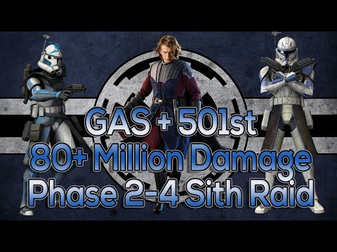 GAS + 501st Clones 80+ Million Damage on Auto - Phases 2-4 of Sith Raid