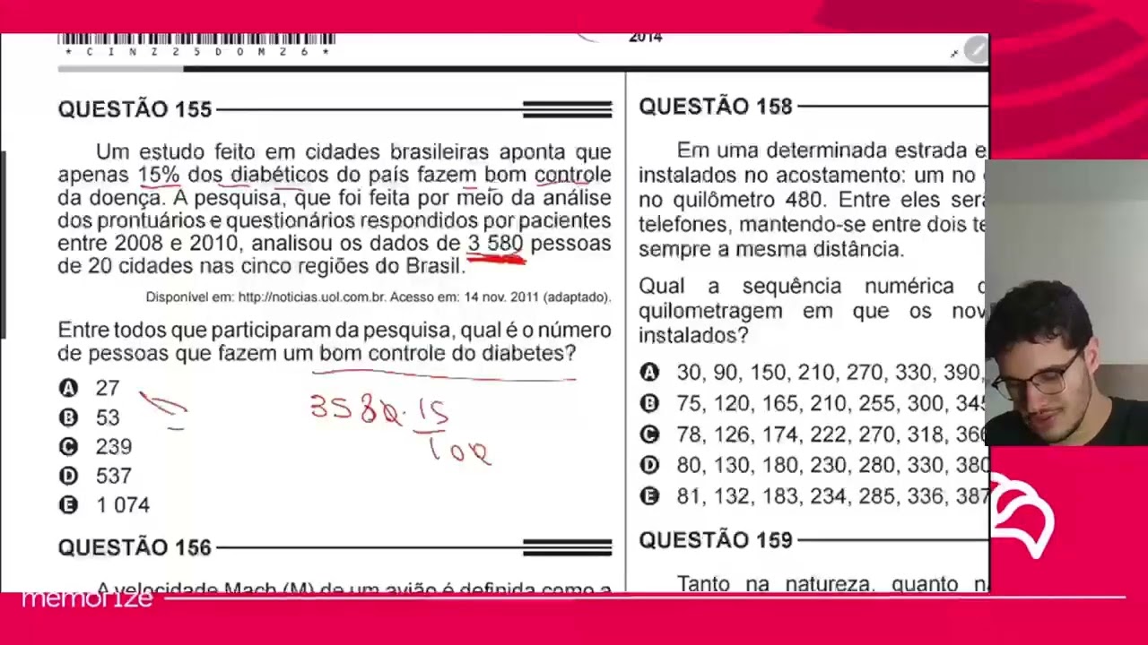 Resolução em Vídeo — Questão 155 ENEM 2014 Reaplicação