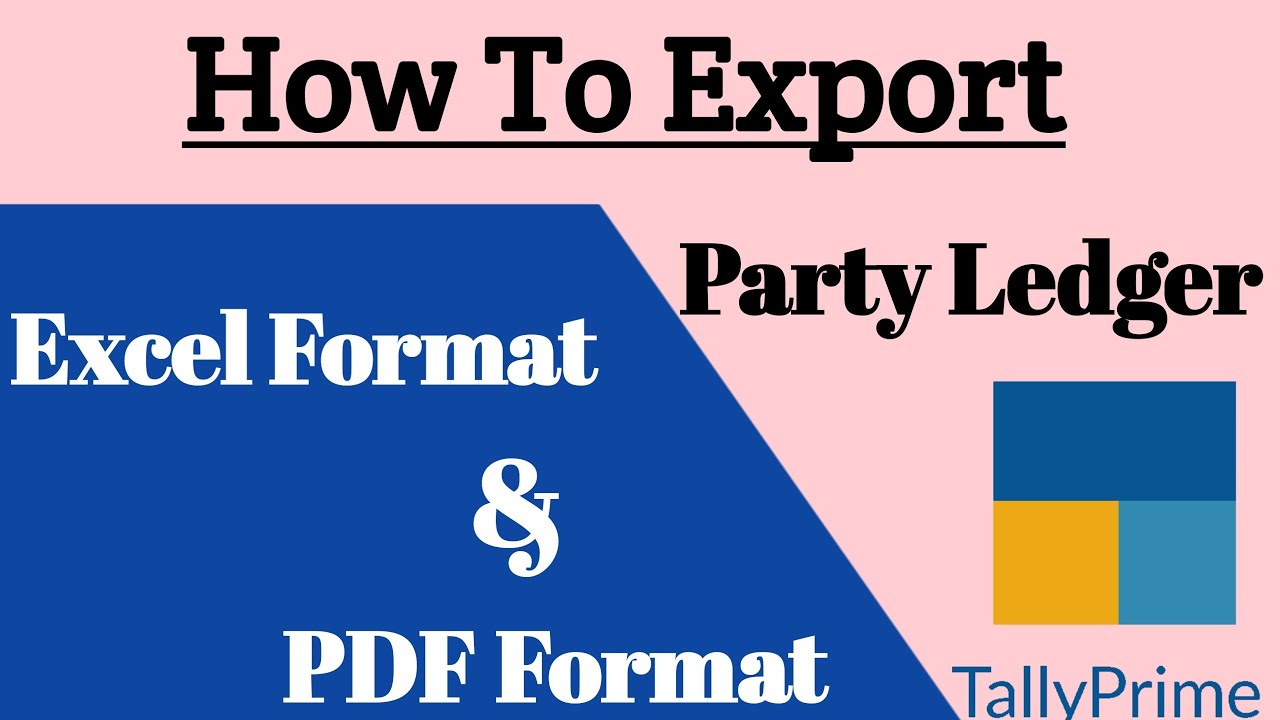 How To Export//Party Ledger//Excel Format//&//PDF Format//In Tally Prime//