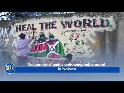 Kenyan artist paints anti-xenophobia mural in Nakuru