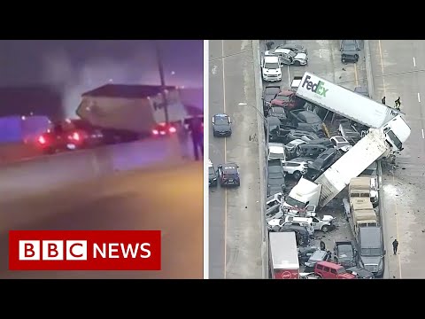 司機抓拍德克薩斯州百車堆積致死 - BBC News (Driver captures deadly 100-vehicle Texas pile-up - BBC News)