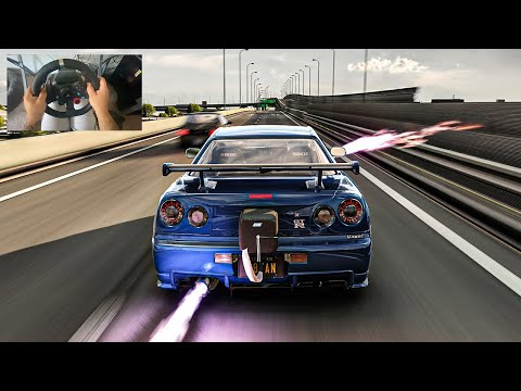 INSANE 7000HP Nissan Skyline GTR R34 (Over 700 Kmh) - Assetto Corsa | Steering Wheel Gameplay