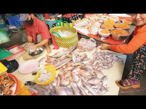 Amazing! Food Market Scenes - Vendor & Buyer, Fish, Pickled Crabs, Fresh Vegetables, Fruits, Chicken