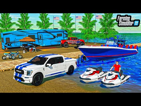 MILLIONAIRES GO LABOR DAY CAMPING! (BOATS, DIRTBIKES, FOUR WHEELER) | FS22