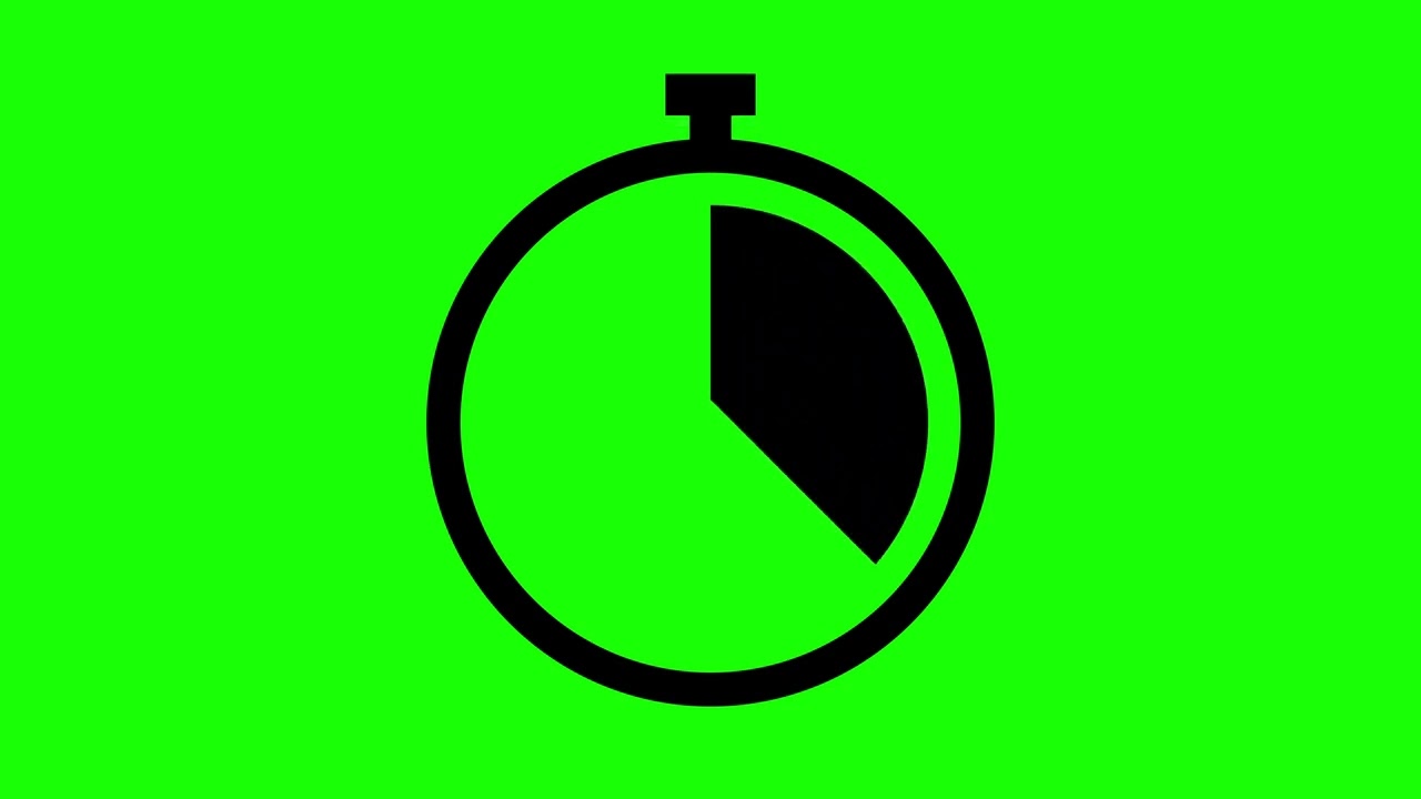 Animated stopwatch timer icon with green screen background