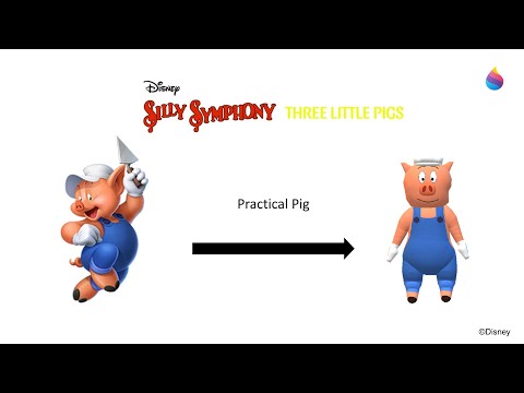 Paint 3D Tutorial: Practical Pig ~ in "Silly Symphony: The Three Little Pigs"