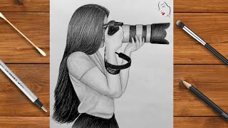 How to Draw a Girl is Holding the Camera for begin