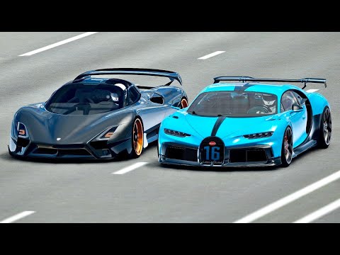 Bugatti Chiron Pur Sport vs SSC Tuatara Track Edition - Drag Race 20 KM