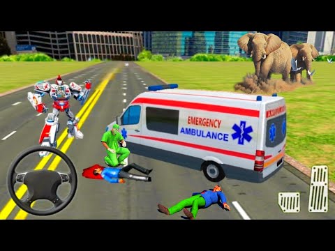 Ambulance Robot City Rescue Driving #1 - City Road Accident Emergency Crazy Drive - Android Gameplay