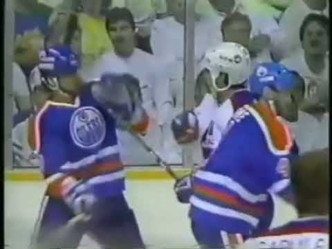 Glenn Anderson KO check on Marois 86-87 playoffs