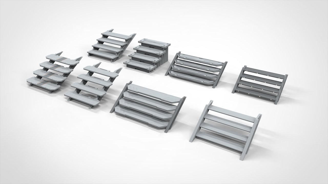 Sci-fi stairs 3 3D Model