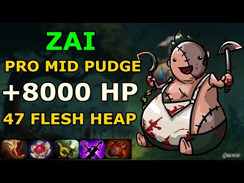ZAI [PUDGE] 8000 HP 47 FLESH HEAP PRO MID GAME PLAY DOTA2