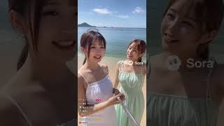 清楚系水着女性の配信だよ #sora2 #生成AI