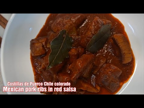 Costillas de puerco con nopales Chile colorado• 
Ribs recipe 
#mexicanporkribs