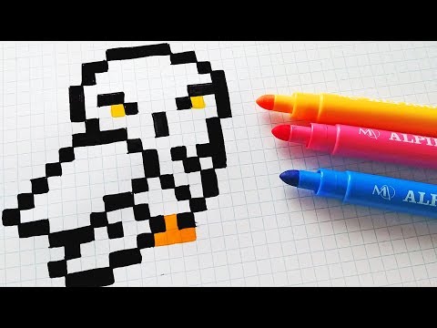 Handmade Pixel Art - How To Draw Hedwig from Harry Potter #pixelart