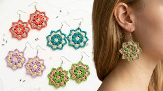 DIY "Crochet FLOWER Earrings" For Absolute Beginners | Step by Step Tutorial